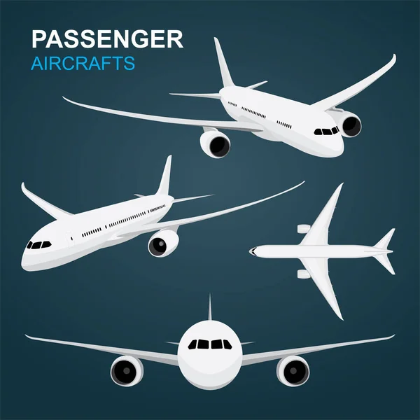 Avion Passagers Avions Vectoriels Illustrations Ensemble Partie Ensemble — Image vectorielle