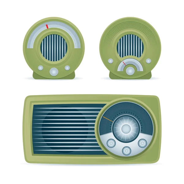 Radio Retro Antiguo Conjunto Ilustraciones Vectoriales Realistas Radio Parte Del — Archivo Imágenes Vectoriales