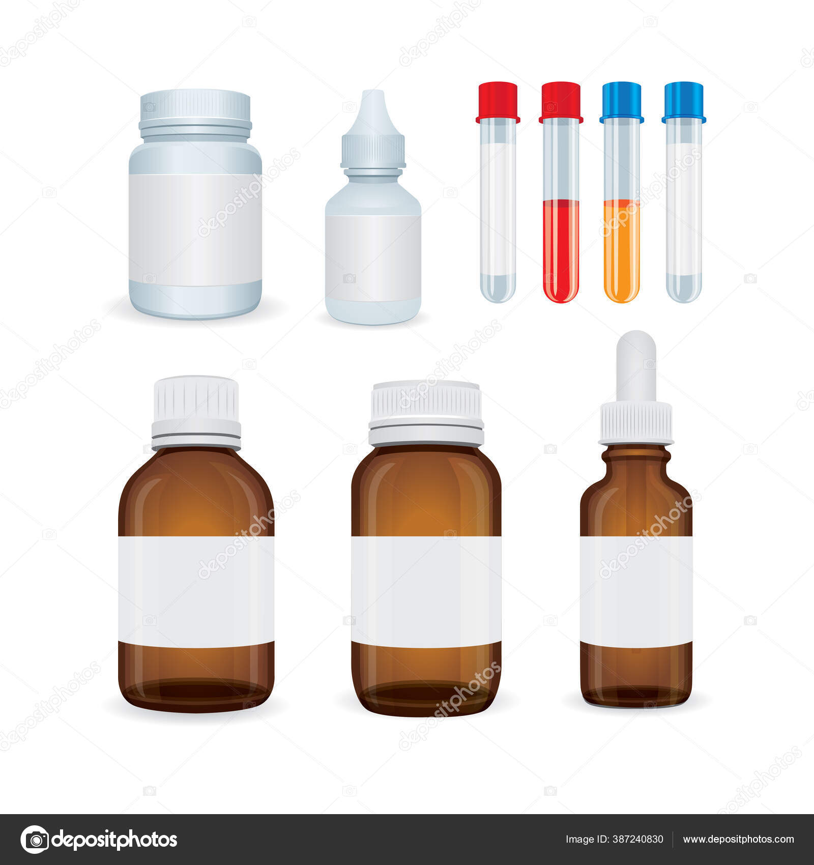 Download Ilustrasi Botol Medis Diatur Terisolasi Pada Latar Belakang Putih Mockup — Stok Vektor © jakel ...