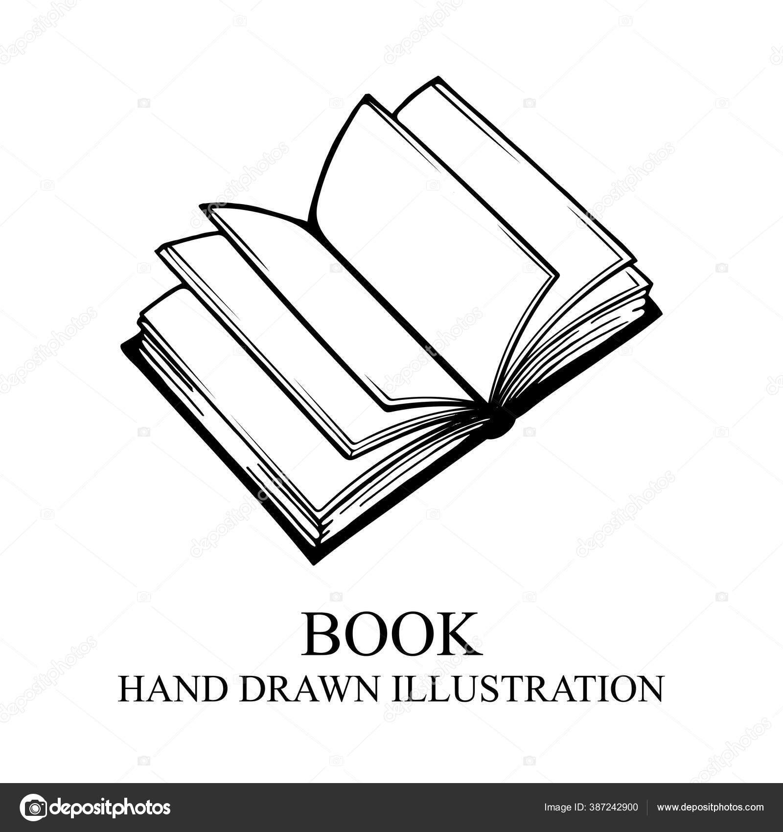 Study and knowledge concept illustration. Hand drawn open book