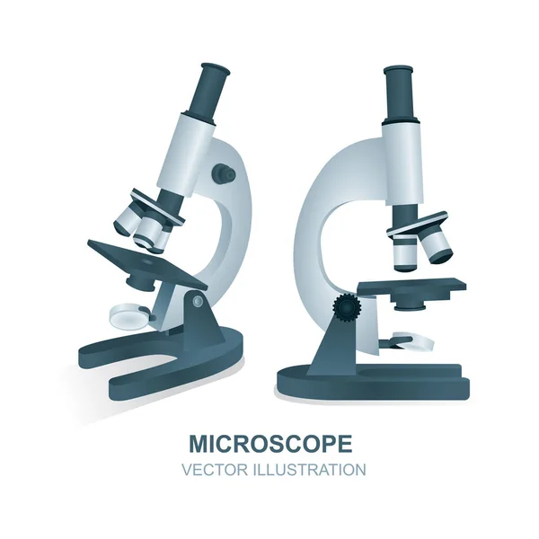 Mikroskopické Ilustrace Nastaveny Laboratorní Mikroskopické Realistické Vektorové Izometrické Ikony — Stockový vektor