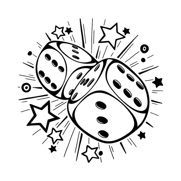 Dice Gambling Vector Template Concept Dice Hand Drawn Illustration Game — Stock Vector