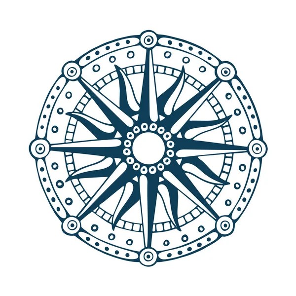 Větrná Růžice Ručně Kreslený Starobylý Kompas Retro Námořní Námořní Navigační — Stockový vektor