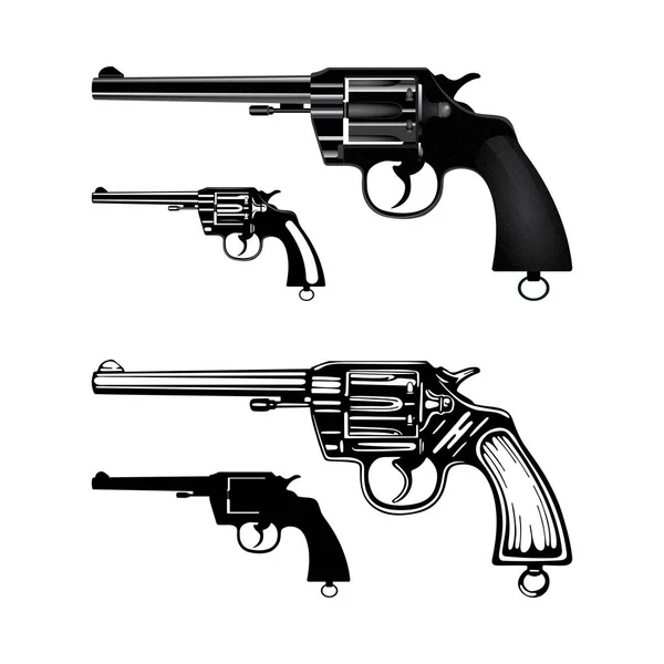 Revolvern Handritad Vintage Revolver Vektor Illustration Gravyr Och Realistisk Stil — Stock vektor