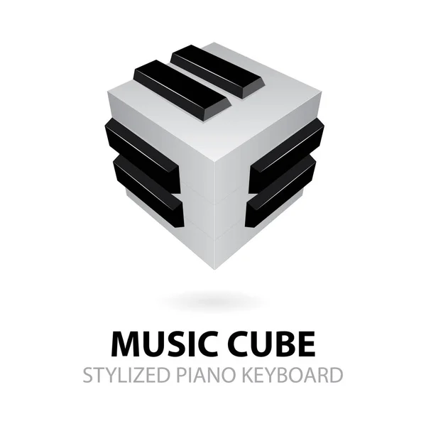 Musique Clavier Pour Piano Illustration Vectorielle Isométrique Cube Musique Logo — Image vectorielle