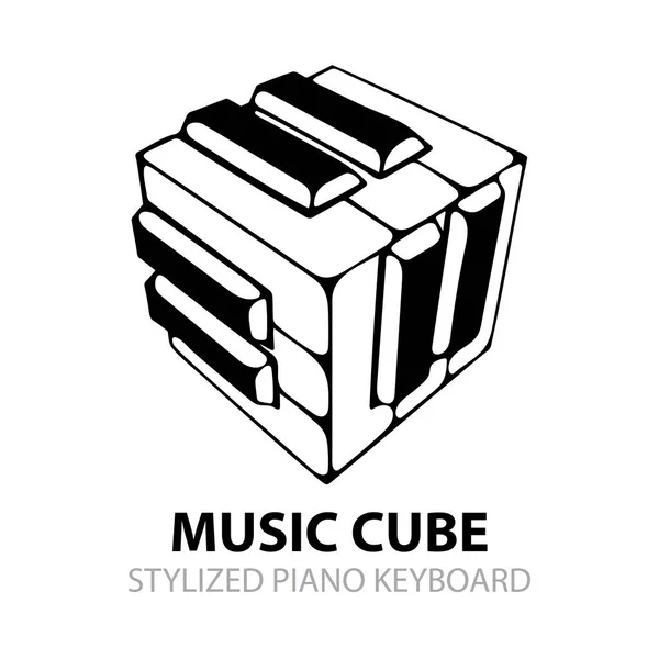 Clavier Piano Illustration Dessinée Main Musique Cube Croquis Dessin Isométrique — Image vectorielle