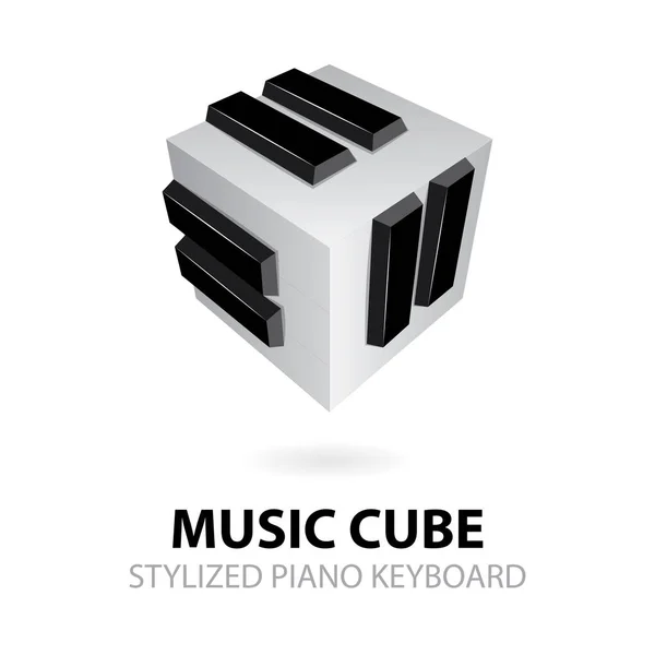 Musique Clavier Pour Piano Illustration Vectorielle Isométrique Cube Musique Logo — Image vectorielle
