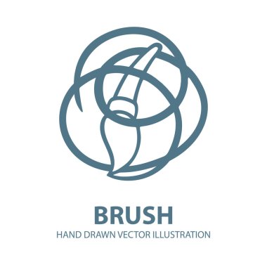 Fırça. Boya fırçası vektör çizimi beyaz arkaplanda izole edildi. Yaratıcı çizim konsepti. Kümenin bir parçası.