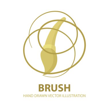 Fırça. Boya fırçası vektör çizimi beyaz arkaplanda izole edildi. Yaratıcı çizim konsepti. Kümenin bir parçası.