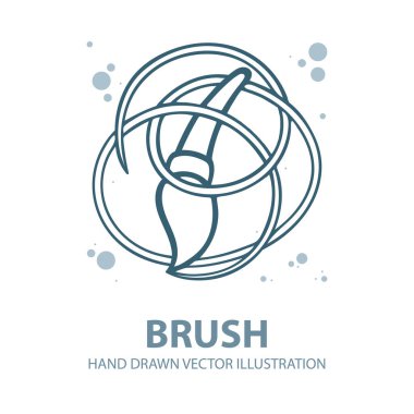 Fırça. Boya fırçası vektör çizimi beyaz arkaplanda izole edildi. Yaratıcı çizim konsepti. Kümenin bir parçası.