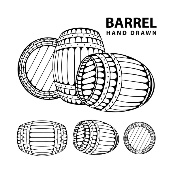 Baril Illustrations Tonneau Dessinées Main Dans Style Gravure Fût Whisky — Image vectorielle