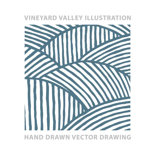 Valley Vinhedo Vale Ensolarado Ilustração Desenhada Mão Natureza Prados Vineyard — Vetor de Stock