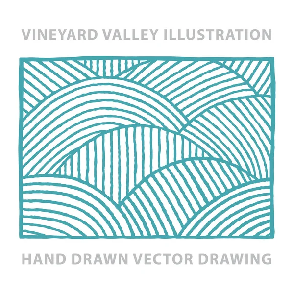 Vinhedo Vale Ensolarado Vinhedo Abstrata Mão Desenhada Ilustração Vetorial Parte — Vetor de Stock