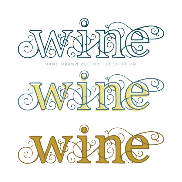 Wino Ręczne Literowanie Wina Tekstowego Pisanego Małymi Literami Słowo Wino — Wektor stockowy
