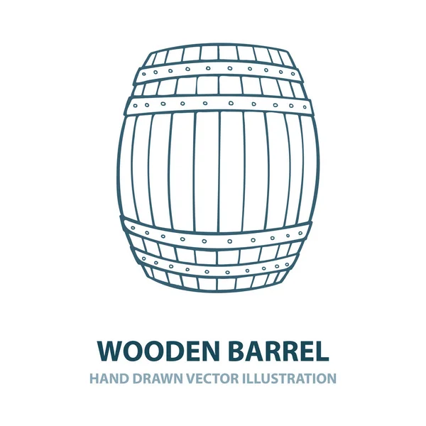 Barril Ilustración Vectorial Barril Madera Dibujada Mano Estilo Grabado Whisky — Vector de stock