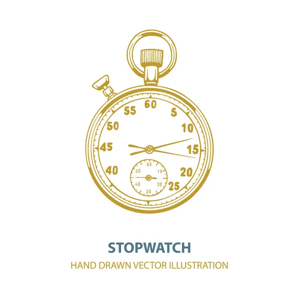 Stójcie Stopwatch Ręcznie Rysowane Wektor Ilustracji Izolowane Białym Tle Stopwatch — Wektor stockowy