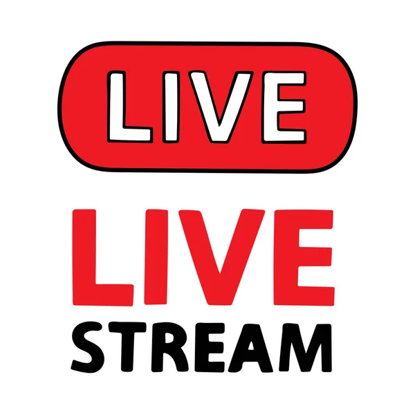 Handgezeichnete Live Streaming Symbole Eingestellt — Stockvektor