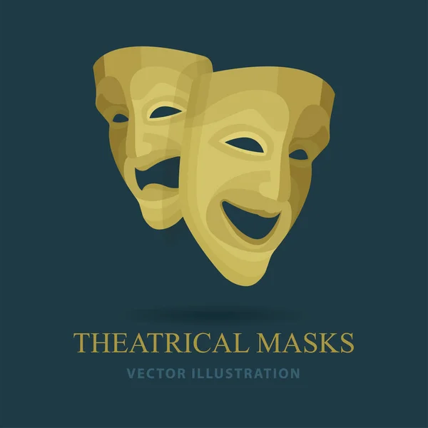 Masks Theatrical Masks Comedy Tragedy Masks Vector Illustrations Set — Stock Vector