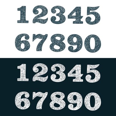 Sayılar. Klasik sayı alfabesi seti. Klasik tarzda elle çizilmiş numaralar. 0 'dan 9' a kadar çizim numaraları. 