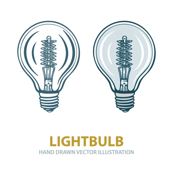 Ampoule Ampoules Dessinées Main Ensemble Illustrations Vectorielles Esquisse Ampoule Vintage — Image vectorielle