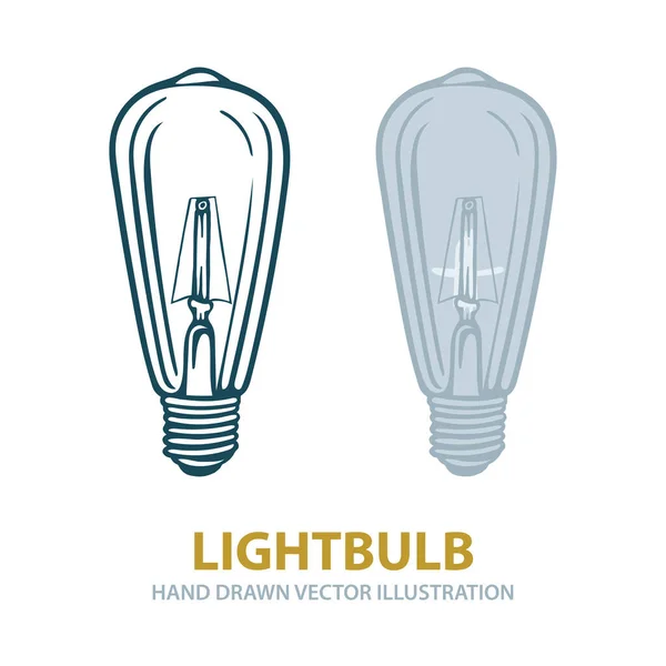 Ampoule Ampoules Dessinées Main Ensemble Illustrations Vectorielles Esquisse Ampoule Vintage — Image vectorielle