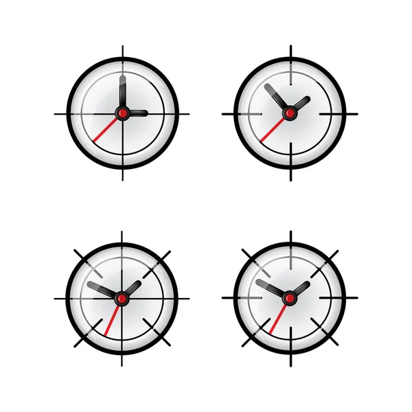 Concetto Obiettivo Temporale Set Icone Combinate Obiettivo Orologio — Vettoriale Stock