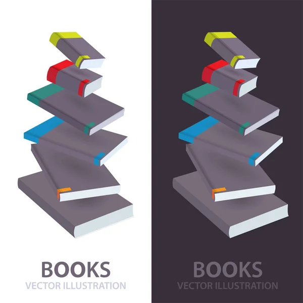 Desollando Libros Estilo Plano Libros Dibujo Isométricos Colección Ilustraciones Vectoriales — Vector de stock