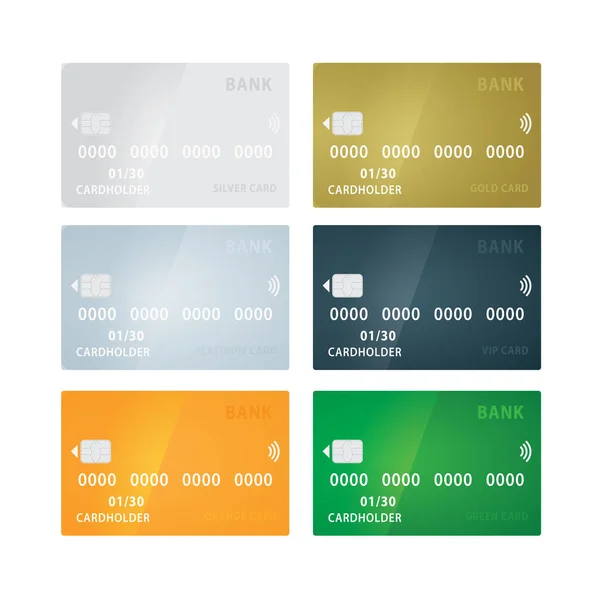 Bankkort Plast Bank Eller Betalkort Realistisk Vektor Illustration Samling Del — Stock vektor