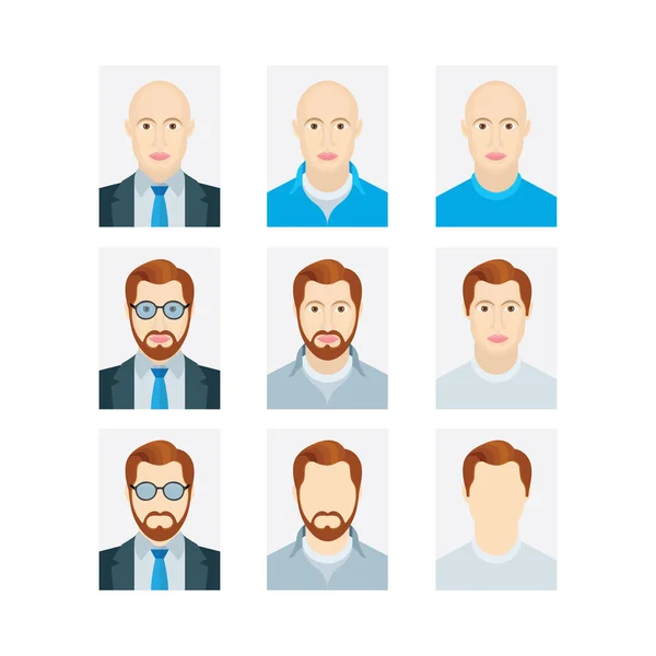 Mannelijke Portretten Man Pasfoto Gebruikersprofiel Foto Man Avatar Symbolen Collectie — Stockvector