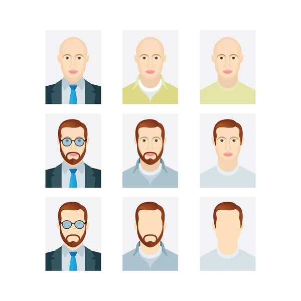 Conjunto Retratos Personajes Masculinos Foto Perfil Usuario Masculino Hombre Avatar — Vector de stock