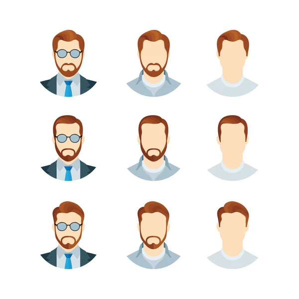 Man Karakter Portretten Set Mannelijke Gebruiker Profiel Foto Man Avatar — Stockvector