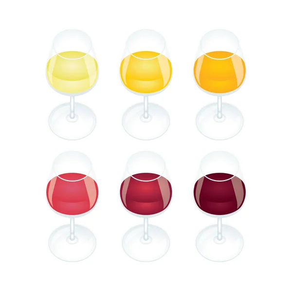 Bicchiere Vino Bicchieri Vino Con Diversi Vini Colore Illustrazione Vettoriale — Vettoriale Stock