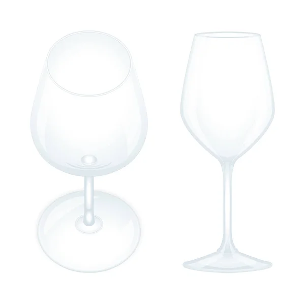 Copa Vino Realistas Copas Vino Vista Superior Lateral Vector Ilustraciones — Archivo Imágenes Vectoriales