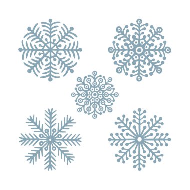 Kar taneleri. El çizimi kar taneleri vektör çizimleri ayarlandı. Snowflakes çizim koleksiyonu. Kümenin bir parçası. 