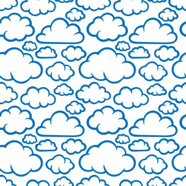 Bulutlar pürüzsüz desen. El çizimi bulutlar sonsuz arka plan. Bulutlar çizim dokusu çizer. Çizgi film tarzı karalama bulutları deseni. 