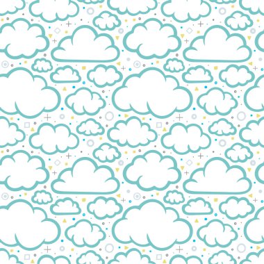 Bulutlar pürüzsüz desen. El çizimi bulutlar sonsuz arka plan. Bulutlar çizim dokusu çizer. Çizgi film tarzı karalama bulutları deseni. 