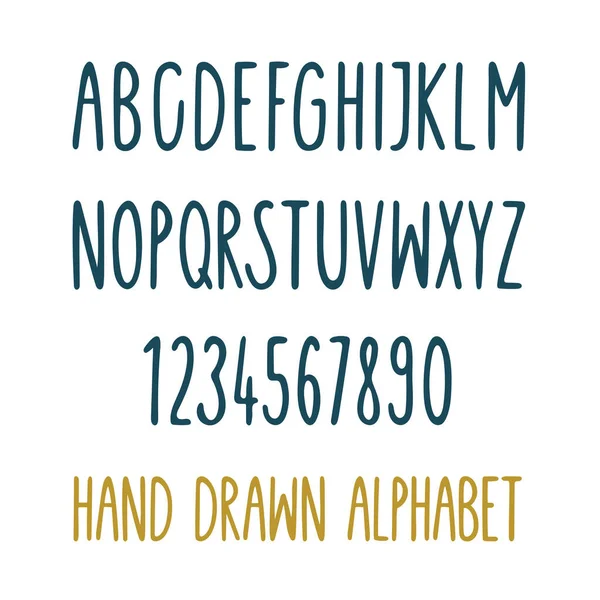 Handgetekend Alfabet Handgeschreven Letterlettertype Geïsoleerd Witte Achtergrond — Stockvector