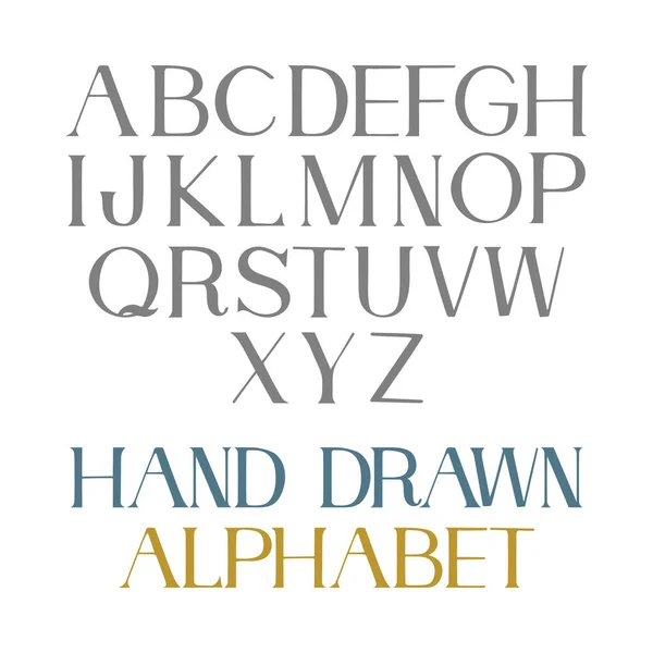Handgetekend Alfabet Handschrift Bovenste Geval Lettertype Vintage Stijl Letters Deel — Stockvector
