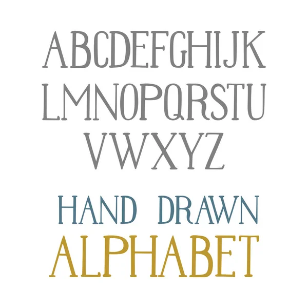 Handgetekend Alfabet Handschrift Bovenste Geval Lettertype Vintage Stijl Letters Deel — Stockvector