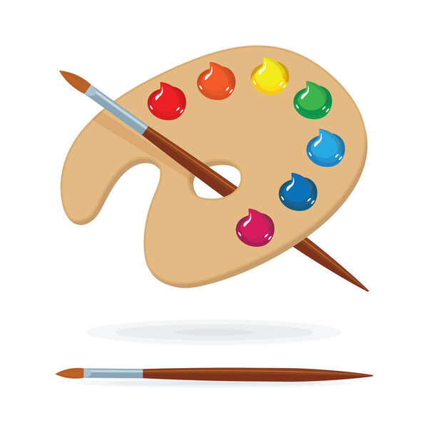 Палитра. Палитра с кистью и красками. Векторная иллюстрация на белом фоне
.