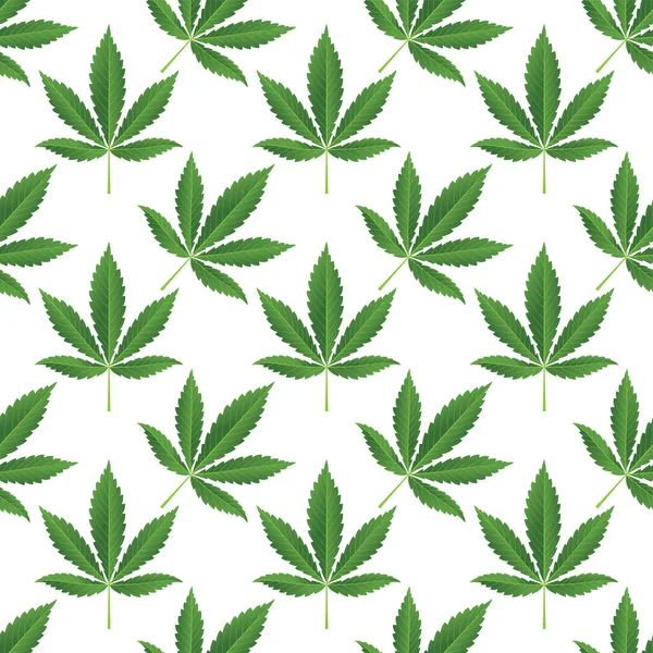 Cannabis Leaves Seamless Background Hemp Leaves Endless Pattern Marijuana Seamless — Stock Vector