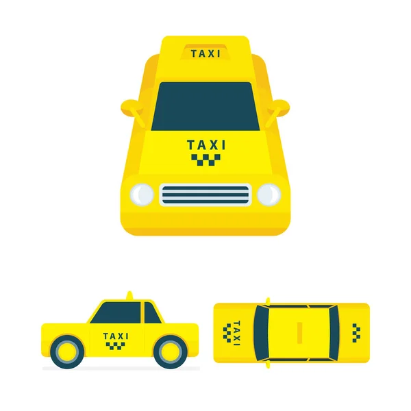 Taxi Isometriska Taxi Vektor Illustrationer Samling Låg Poly Taxi Bil — Stock vektor