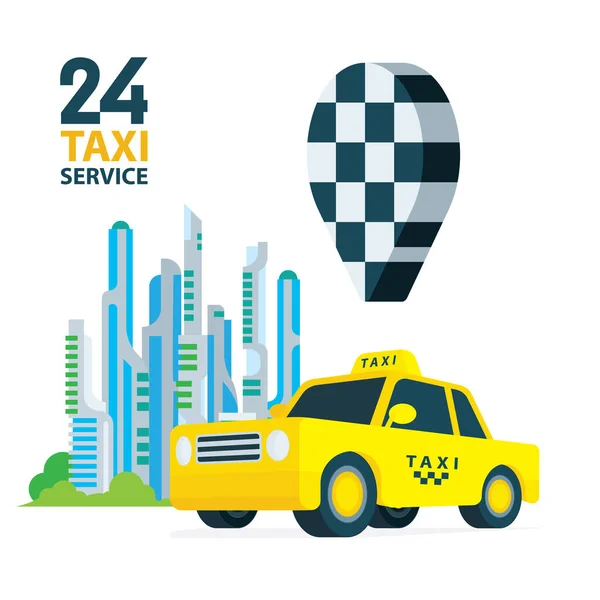 出租车 等距出租车和未来的城市矢量图解收集 低聚出租汽车图形 出租车秩序的概念 成套服务的一部分 — 图库矢量图片