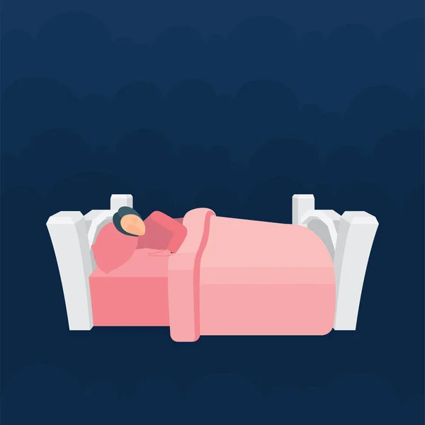 Κοιμωμένη Γυναίκα Στο Κρεβάτι Σύννεφα Στο Φόντο Γυναίκα Αναπαύεται Ειρηνικά — Διανυσματικό Αρχείο