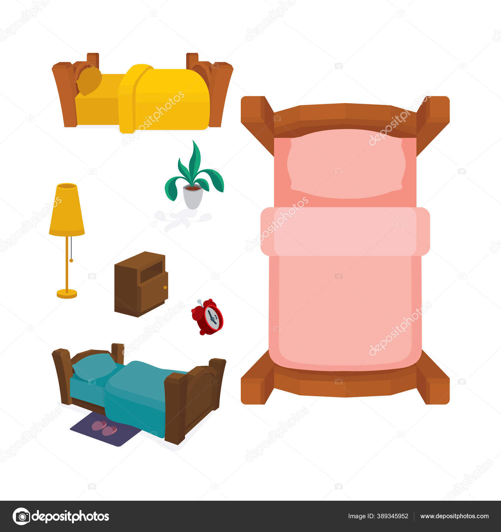 Bed Cartoon Style Wooden Bed Top View Vector Illustrations Set Stock Vector Image by ©jakel #389345952 Bed Cartoon Style Wooden Bed Top View Vector Illustrations Set Stock Vector Image by ©jakel #389345952