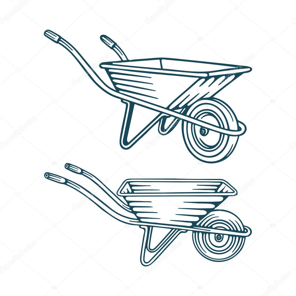 Vector illustration of Wheelbarrow Hand Drawn Illustrations 389347892