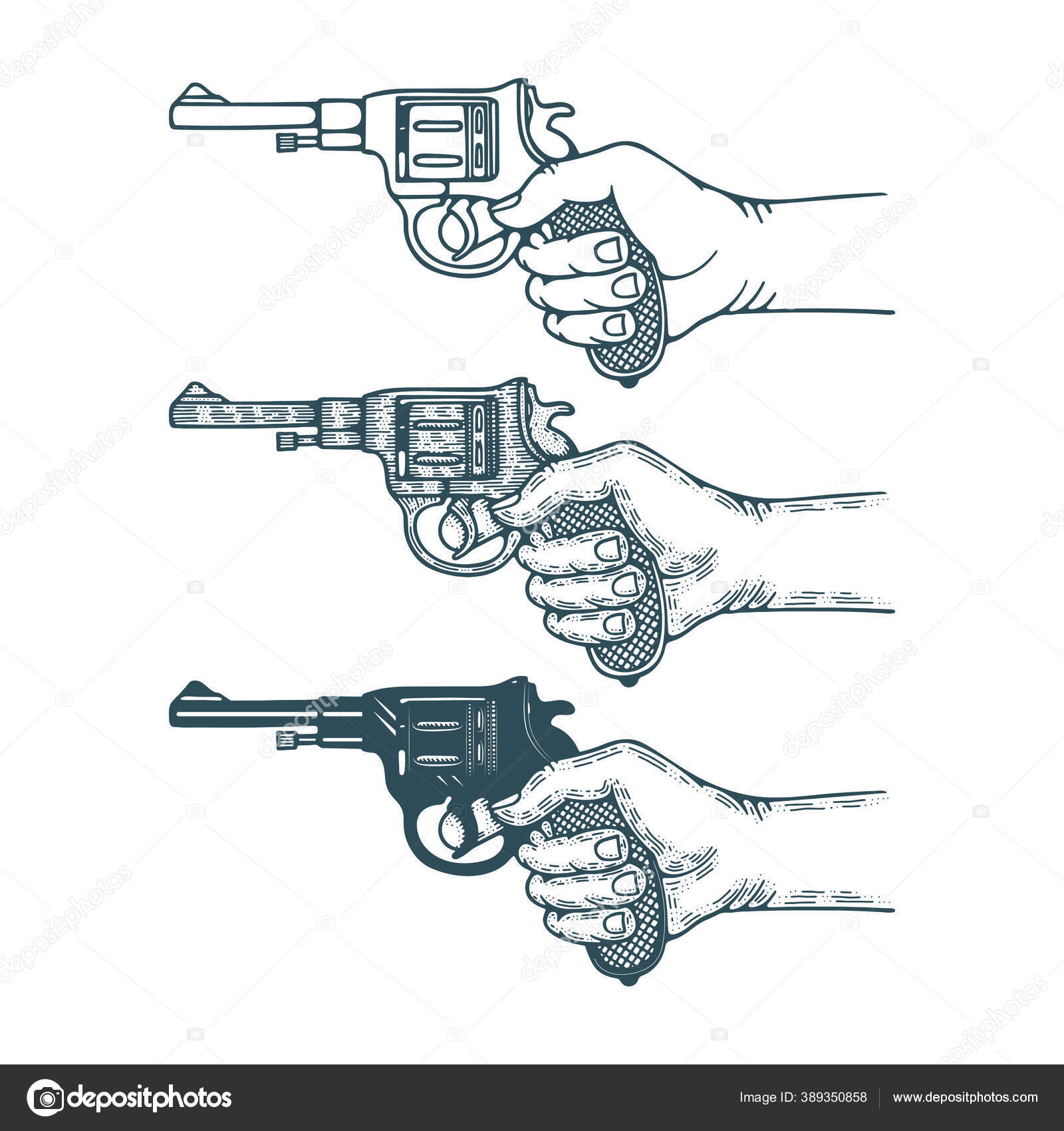 pics Hand Holding Gun Drawing https depositphotos com 389350858 stock illustration hand gun vintage revolver hand html