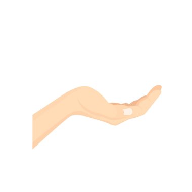 Uzatılmış avuç içi vektör çizimi. Kümenin bir parçası.