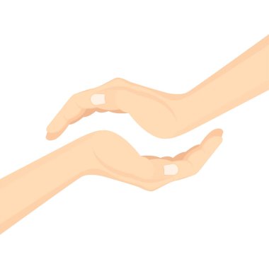 El avuç içi vektör çizimi. Koruma ve bakım konsepti metaforu. Kümenin bir parçası. 