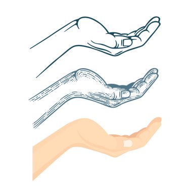 El avuç içi vektör çizimi. Koruma ve bakım konsepti metaforu. Kümenin bir parçası. 